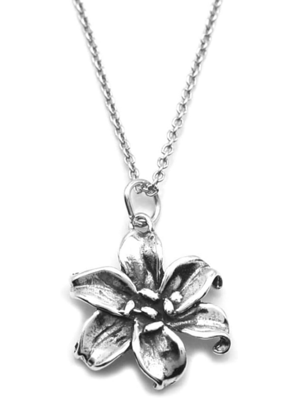 Sterling Silver 925 Lily Flower Charm Necklace, 18" Elegant Jewelry Gift